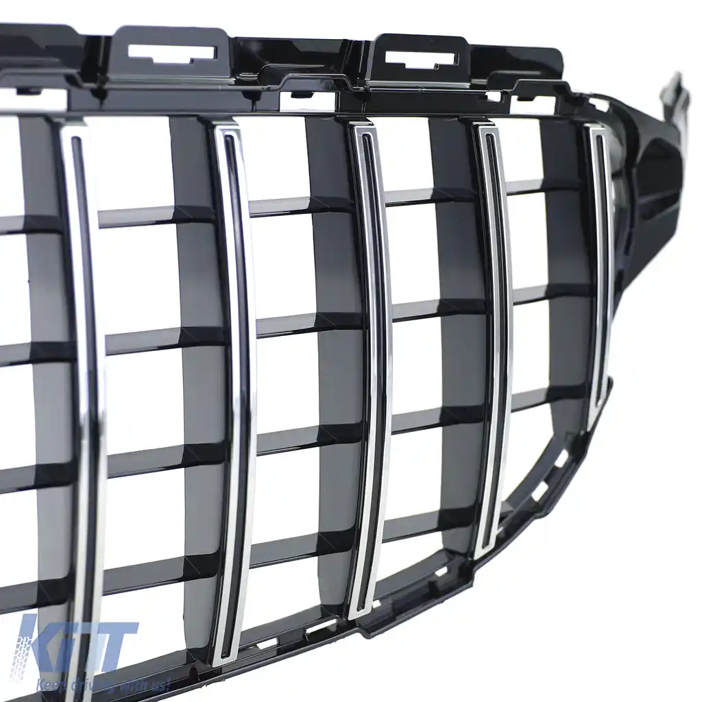 Grilă sport neagră lucioasă cu crom pentru Mercedes C-Class W205 S205 18-21-image-6198342