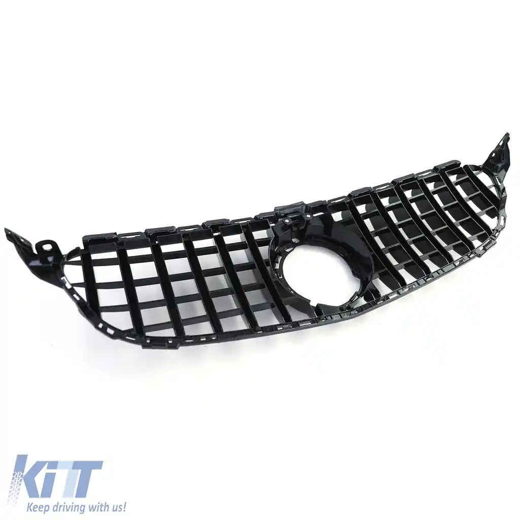 Grilă sport neagră lucioasă cu crom pentru Mercedes C-Class W205 S205 18-21-image-6198344