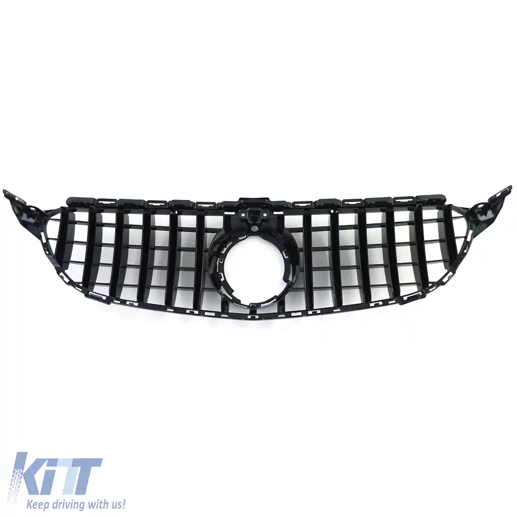 Grilă sport neagră lucioasă cu crom pentru Mercedes C-Class W205 S205 18-21-image-6198345