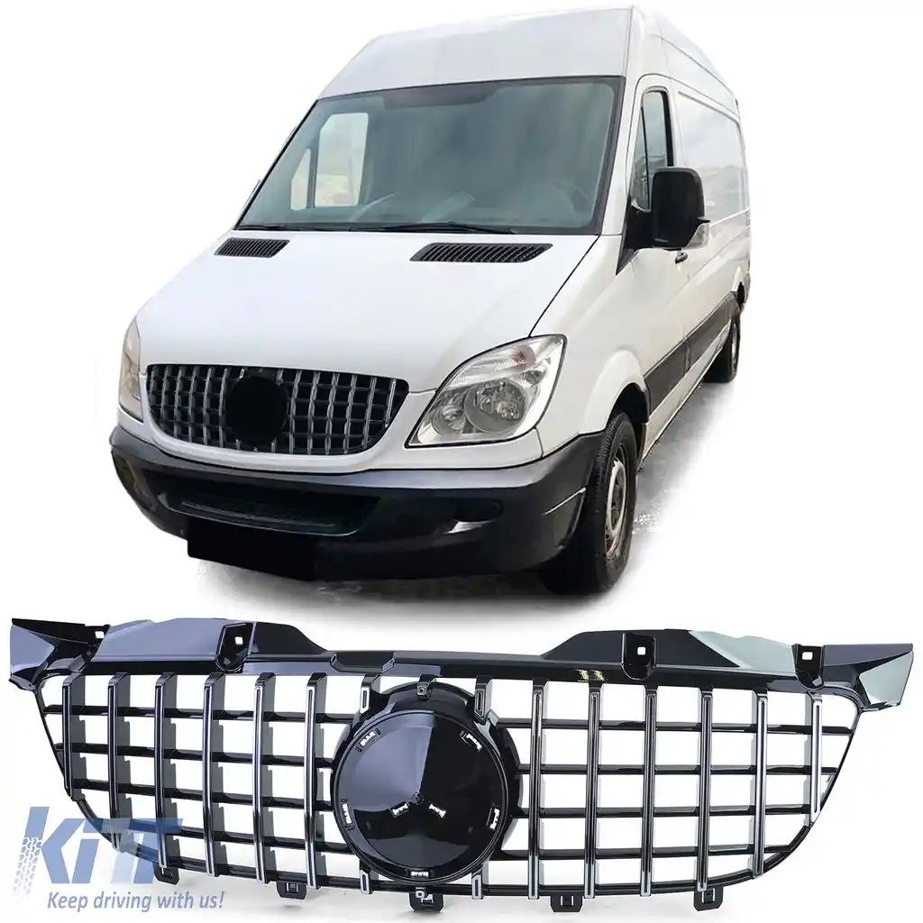 Grilă sport neagră lucioasă cu crom pentru Mercedes Sprinter W906 06-13