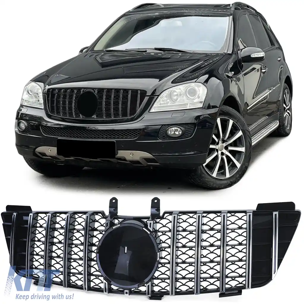 Grilă sport neagră lucioasă cu crom pentru Mercedes M-Class ML W164 05-08