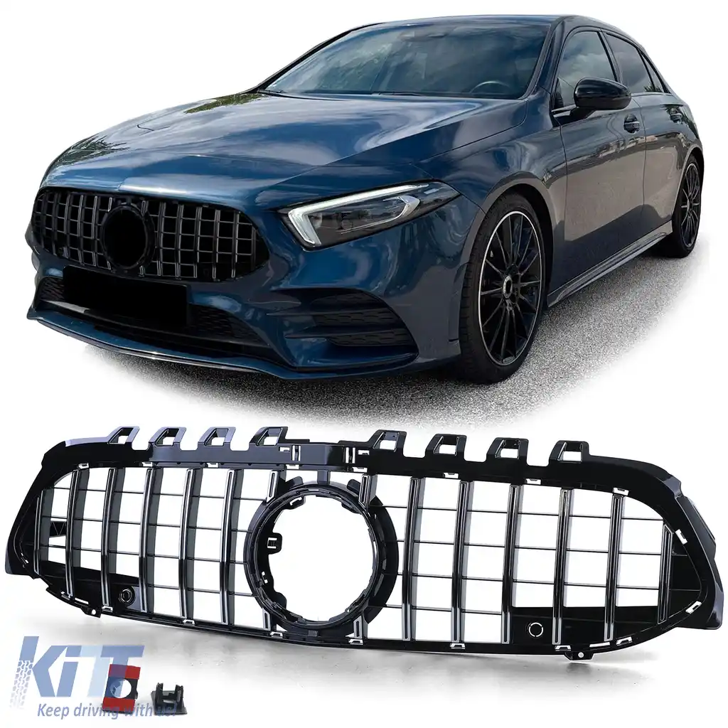 Grilă sport neagră lucioasă cu crom pentru Mercedes A-Class W177 V177 18-24