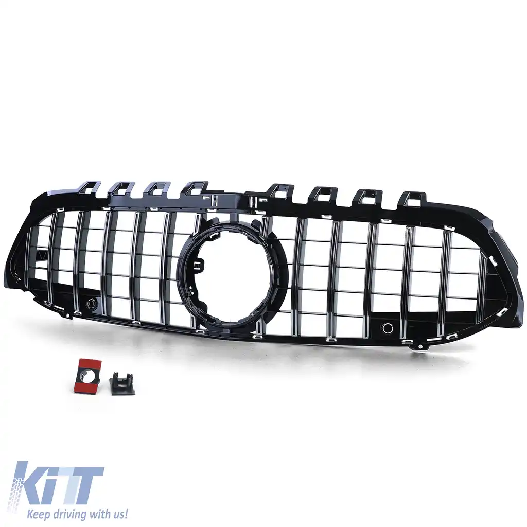 Grilă sport neagră lucioasă cu crom pentru Mercedes A-Class W177 V177 18-24-image-6257480