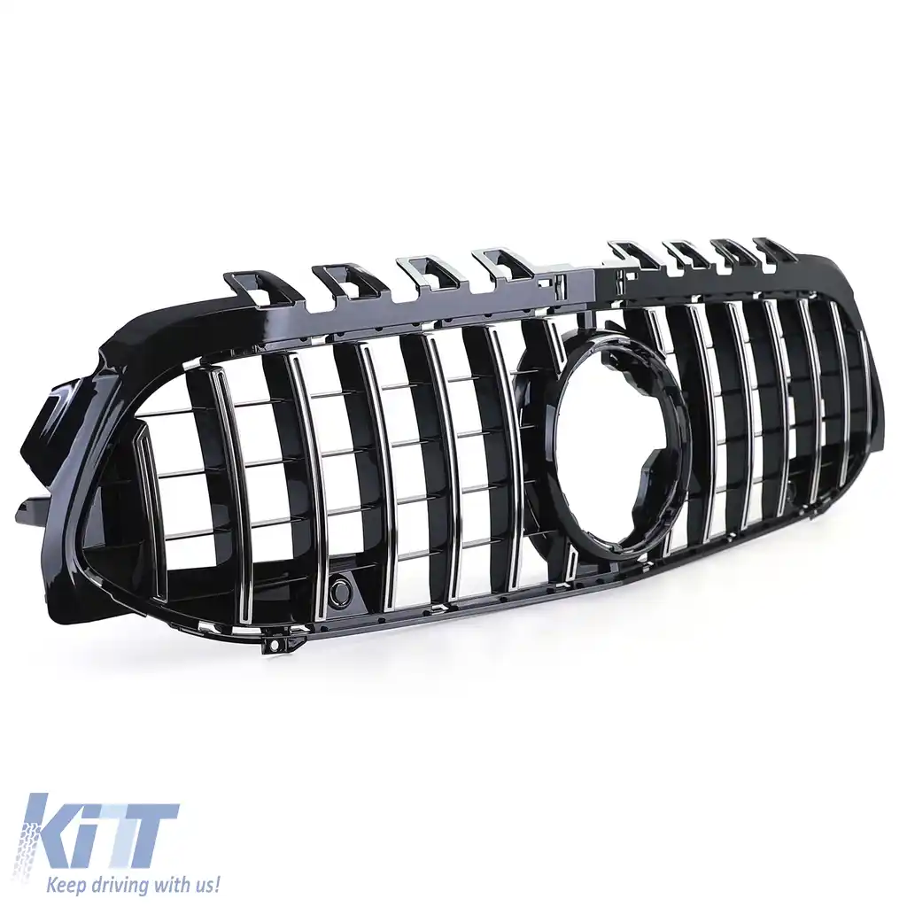 Grilă sport neagră lucioasă cu crom pentru Mercedes A-Class W177 V177 18-24-image-6257481