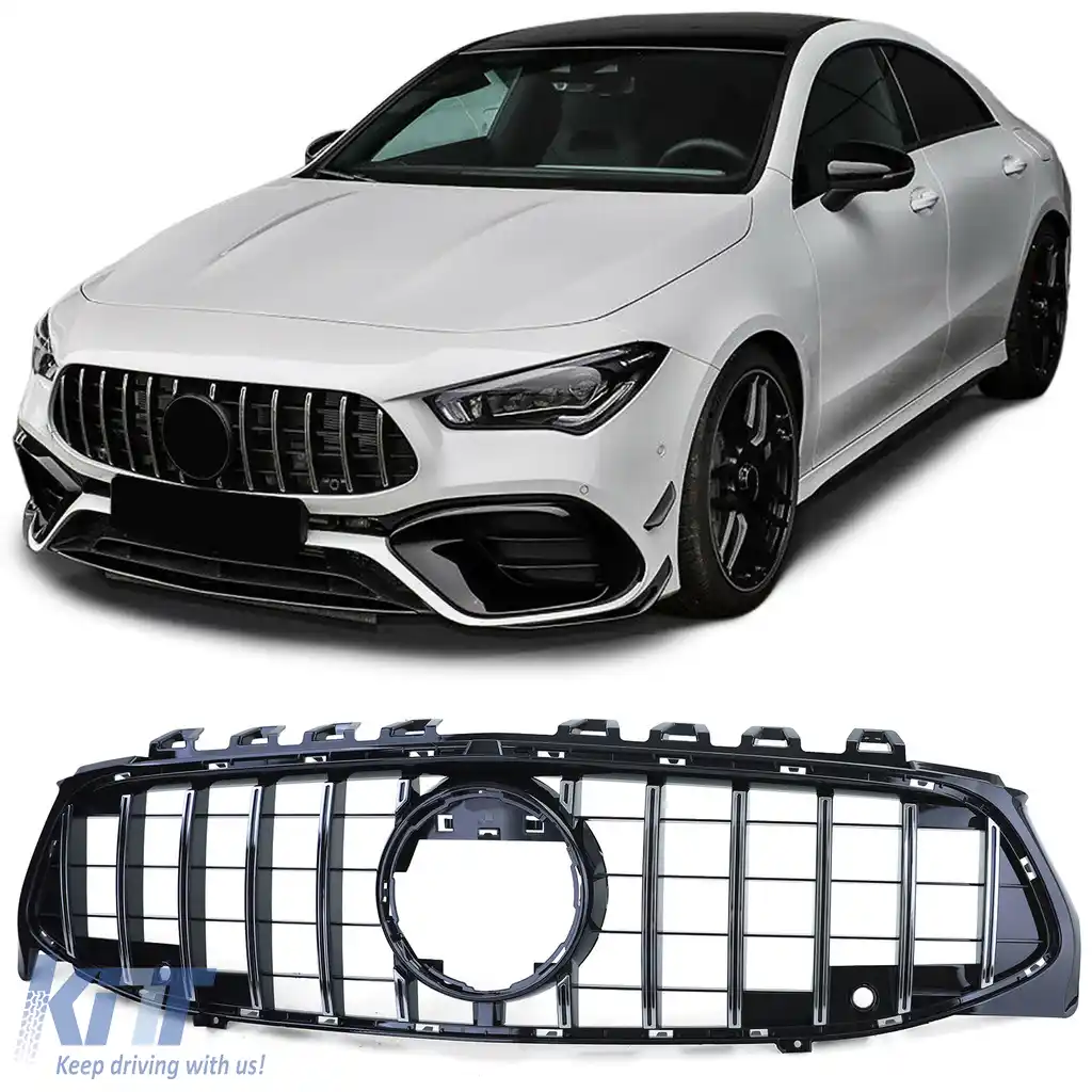 Grilă sport neagră lucioasă cu crom pentru Mercedes CLA C118 X118 din 19
