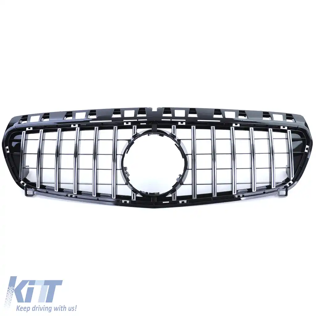 Grilă sport neagră lucioasă cu crom, potrivită pentru Mercedes A-Class W176 12-15-image-6195023