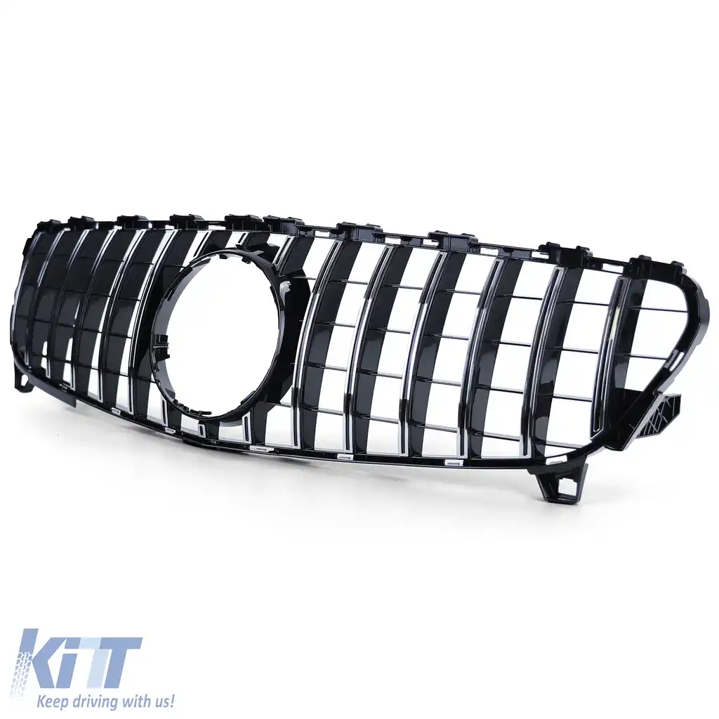 Grilă sport neagră lucioasă cu crom, potrivită pentru Mercedes W176 Facelift 15-18-image-6195029