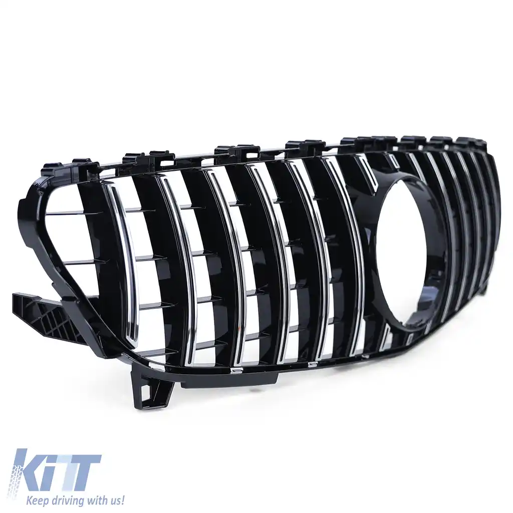 Grilă sport neagră lucioasă cu crom, potrivită pentru Mercedes W176 Facelift 15-18-image-6195030