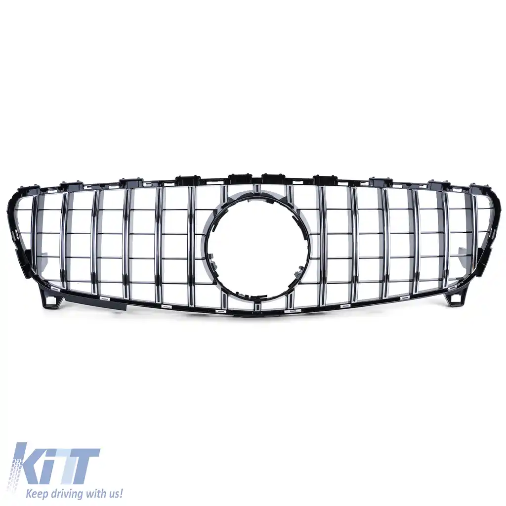 Grilă sport neagră lucioasă cu crom, potrivită pentru Mercedes W176 Facelift 15-18-image-6195032