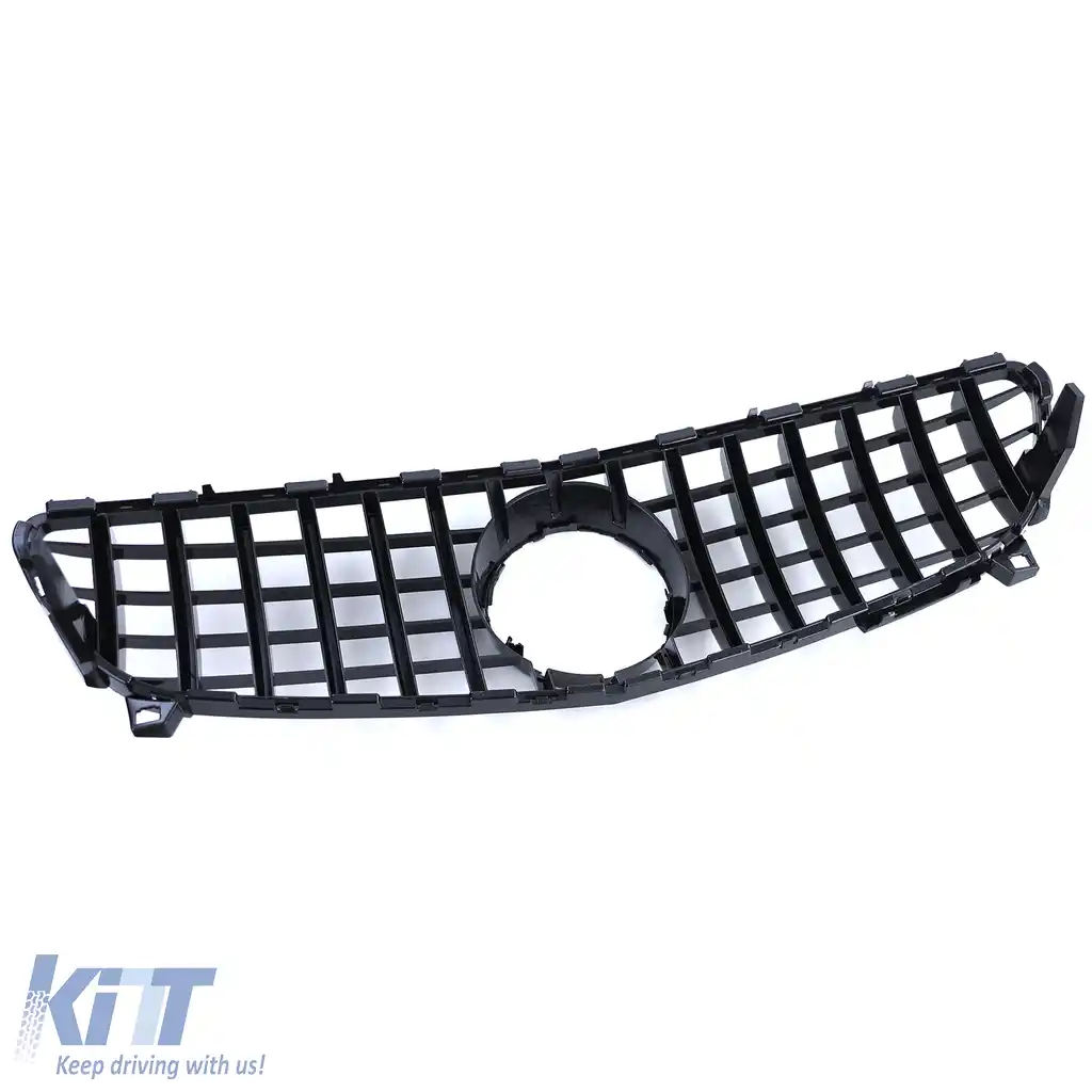 Grilă sport neagră lucioasă cu crom, potrivită pentru Mercedes W176 Facelift 15-18-image-6195034