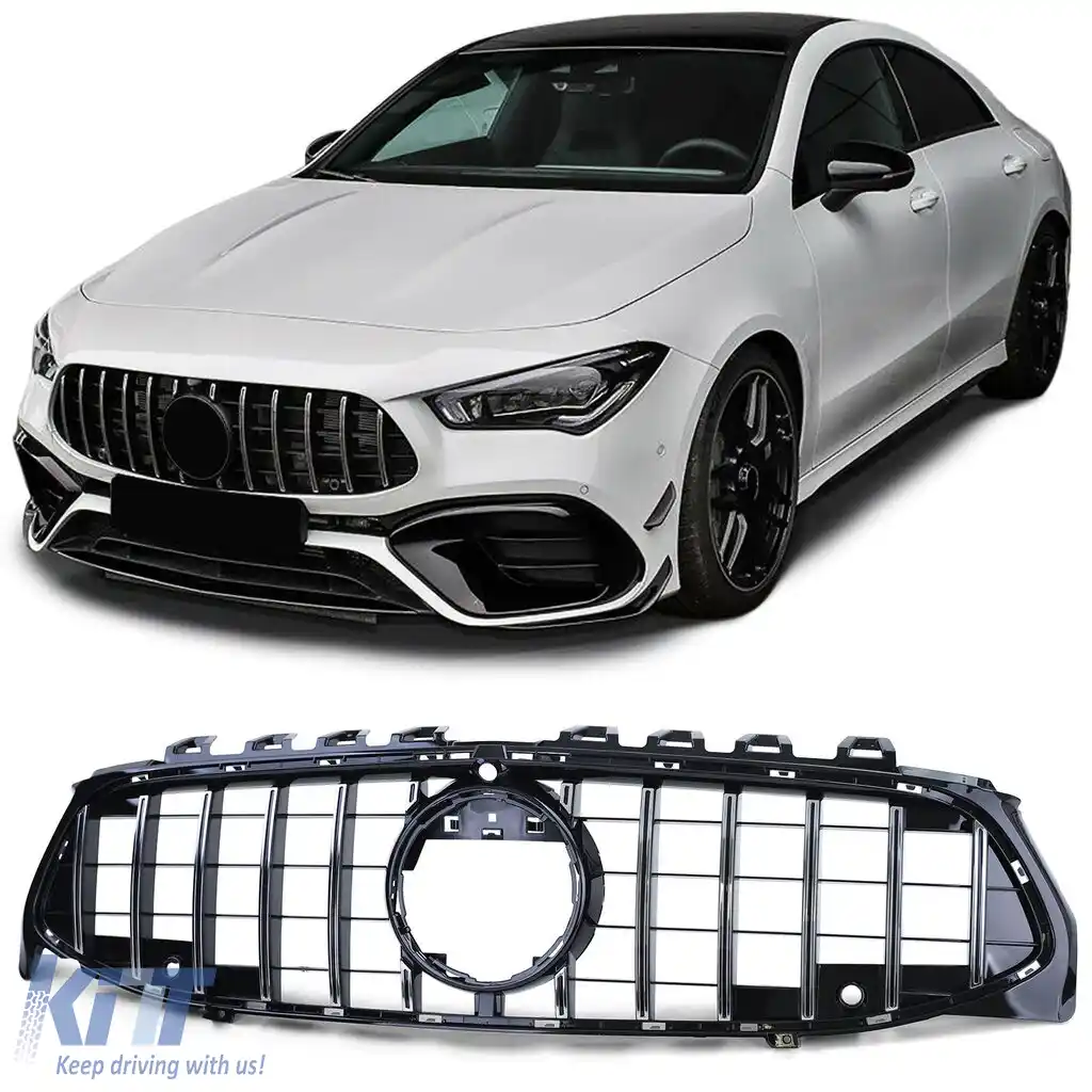 Grilă sport neagră lucioasă cu crom, potrivită pentru Mercedes CLA C118 X118 din 19