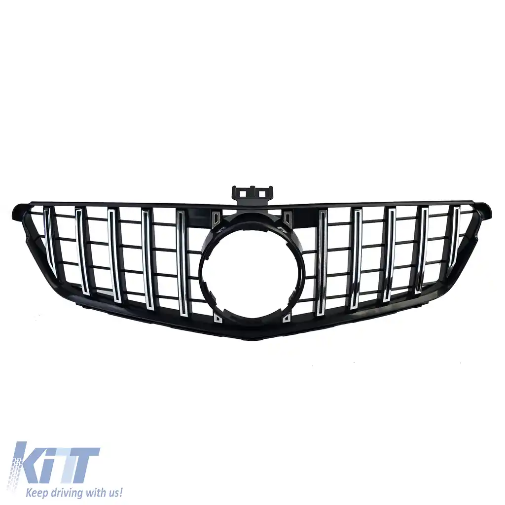 Grilă sport neagră lucioasă cu crom, potrivită pentru Mercedes C-Class W204 S204 C204-image-6203370