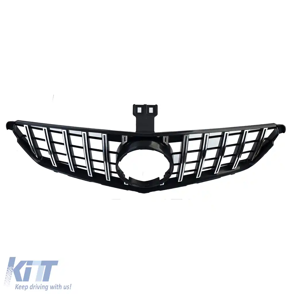 Grilă sport neagră lucioasă cu crom, potrivită pentru Mercedes C-Class W204 S204 C204-image-6203371