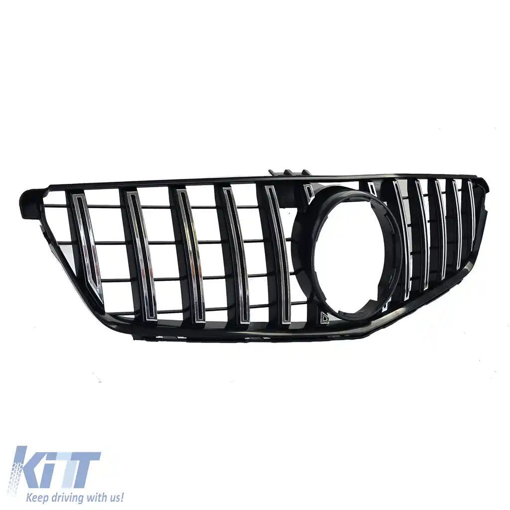 Grilă sport neagră lucioasă cu crom, potrivită pentru Mercedes C-Class W204 S204 C204-image-6203372