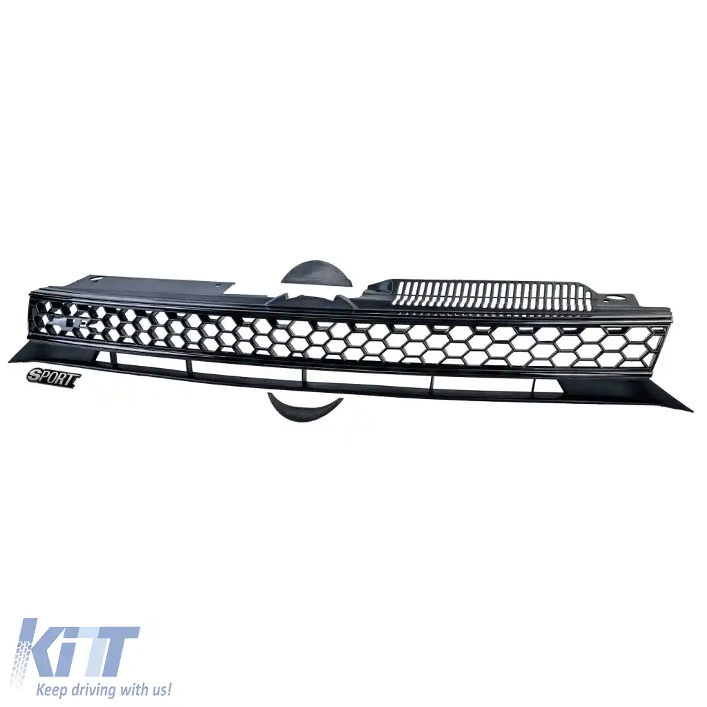 Grilă sport neagră lucioasă fără emblemă, potrivită pentru VW Golf 6, inclusiv GTI + R-image-6278073