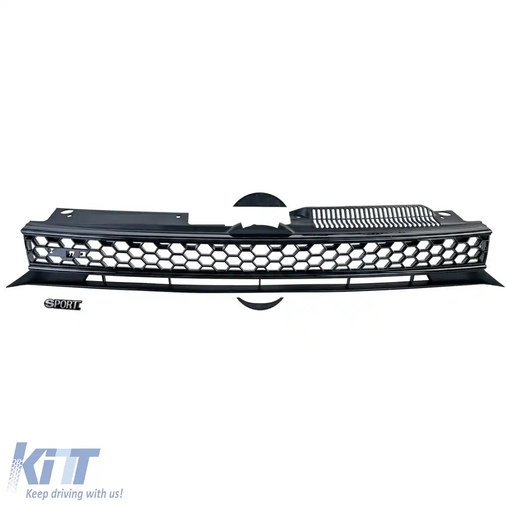 Grilă sport neagră lucioasă fără emblemă, potrivită pentru VW Golf 6, inclusiv GTI + R-image-6278074