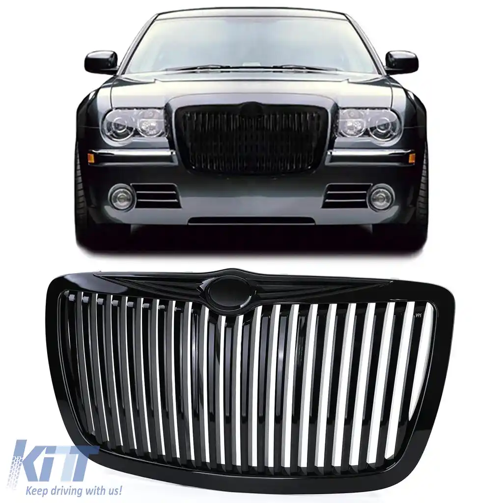 Grilă sport neagră lucioasă look RR, potrivită pentru Chrysler 300C 04-11