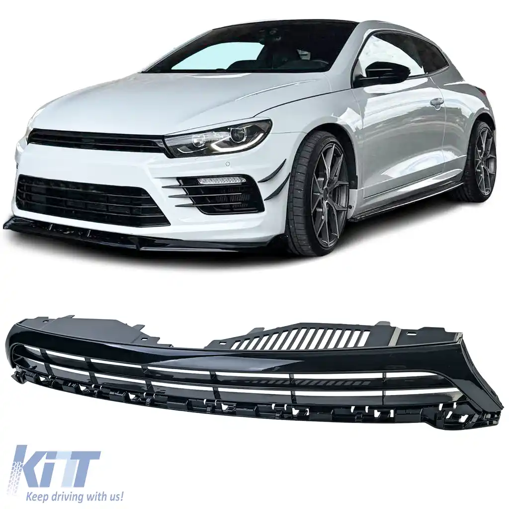 Grilă sport neagră lucioasă, potrivită pentru VW Scirocco III facelift 2014-2017