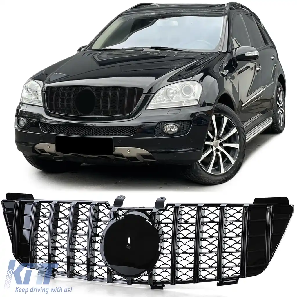 Grilă sport neagră lucioasă, potrivită pentru Mercedes ML W164 pre-facelift 2005-2008