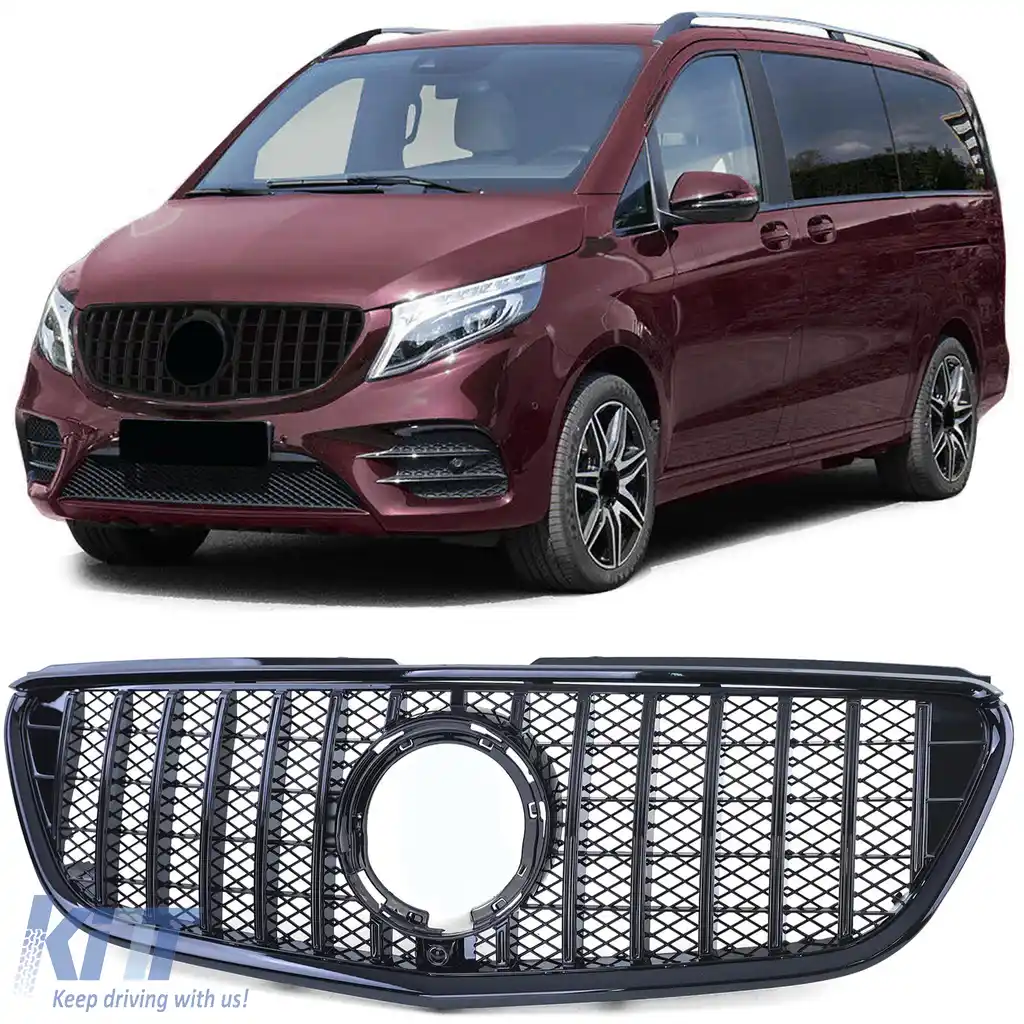 Grilă sport neagră lucioasă, potrivită pentru Mercedes V-Class Vito W447 W448 din 19