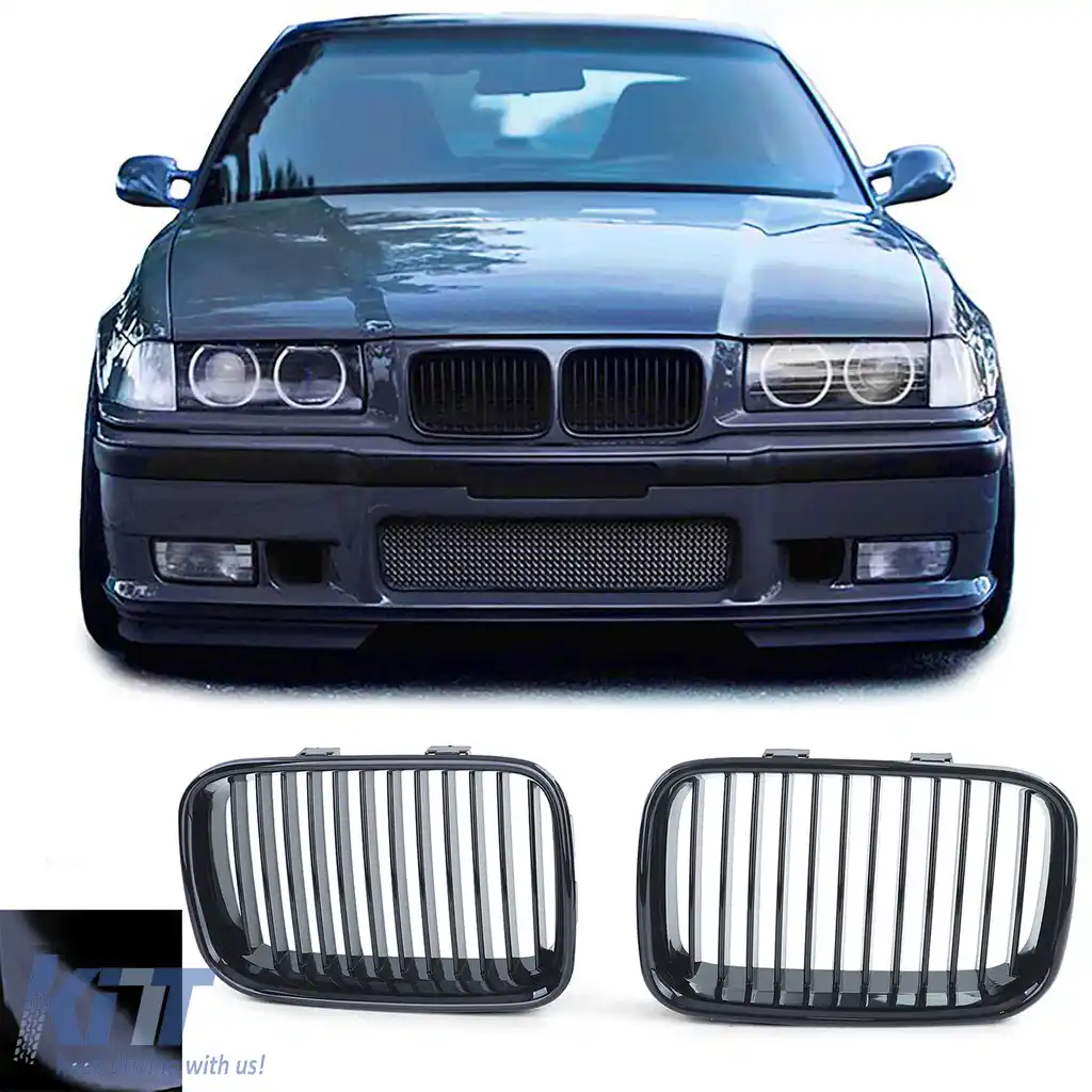 Grilă sport neagră lucioasă, potrivită pentru BMW Seria 3 E36 pre-facelift 91-96