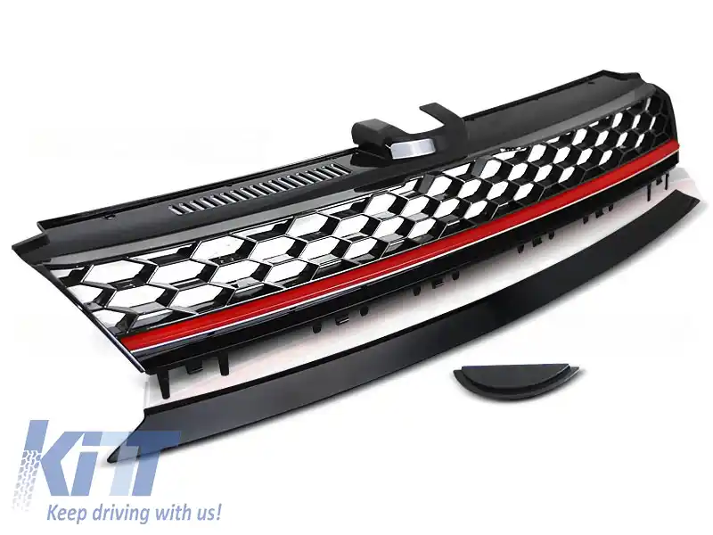 image-52-GRILĂ SPORT NEAGRĂ ROȘIE potrivită pentru VW GOLF 7 13-17