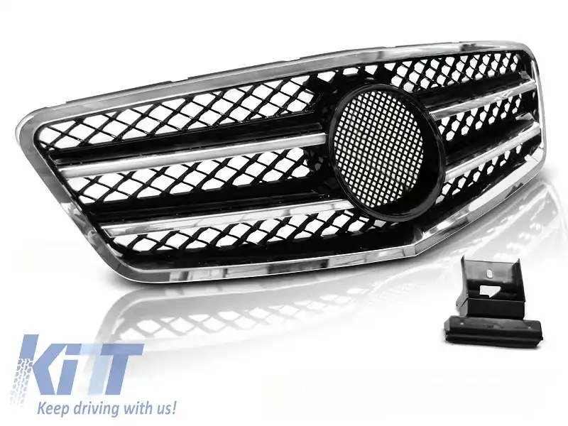 image-8-GRILĂ SPORT NEGRU CROMAT potrivită pentru MERCEDES W212 09-13