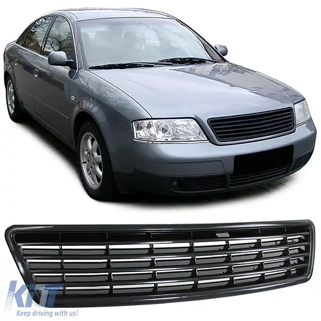 Grilă sport radiator fără emblemă neagră, potrivită pentru Audi A6 4B C5 sedan avant 97-01