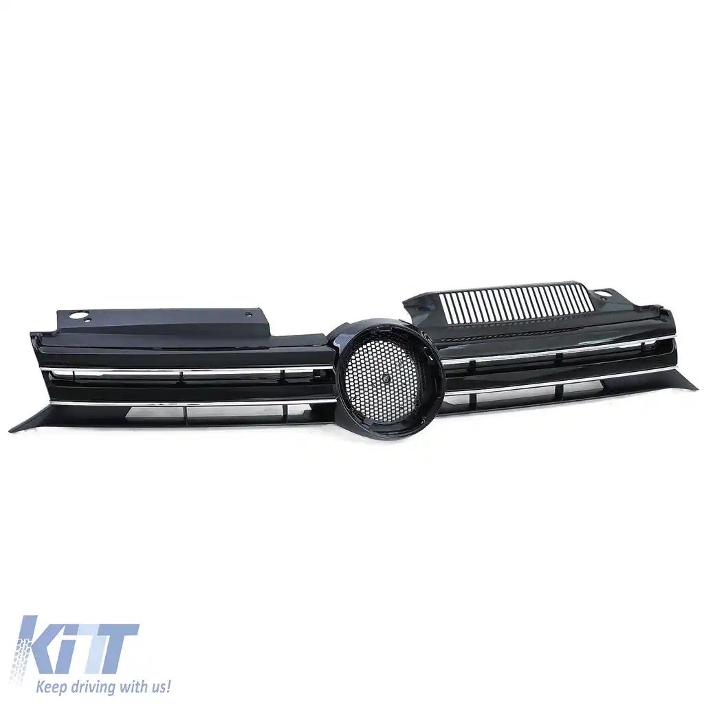 Grilă Sport Radiator Neagră Lucioasă cu Benzi Cromate, potrivită pentru VW Golf 6 08-13-image-6199164