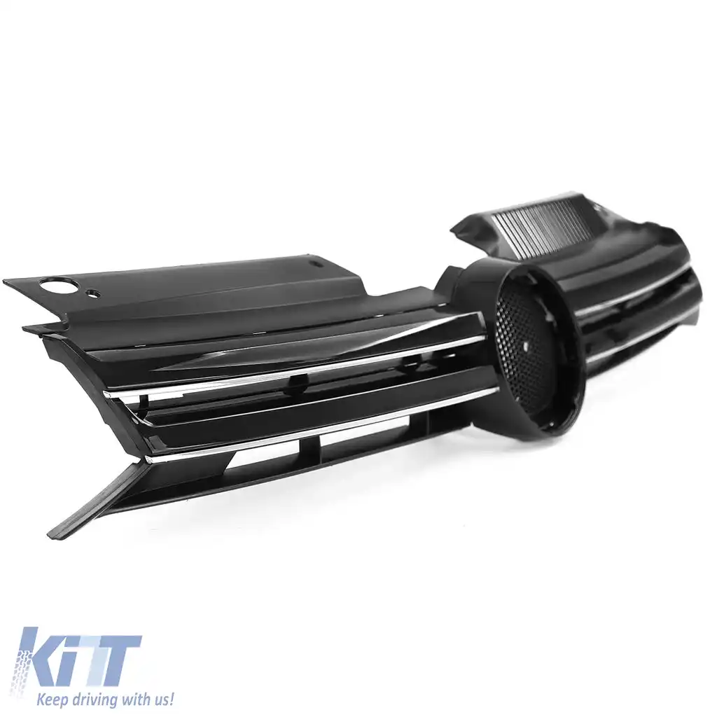 Grilă Sport Radiator Neagră Lucioasă cu Benzi Cromate, potrivită pentru VW Golf 6 08-13-image-6199165