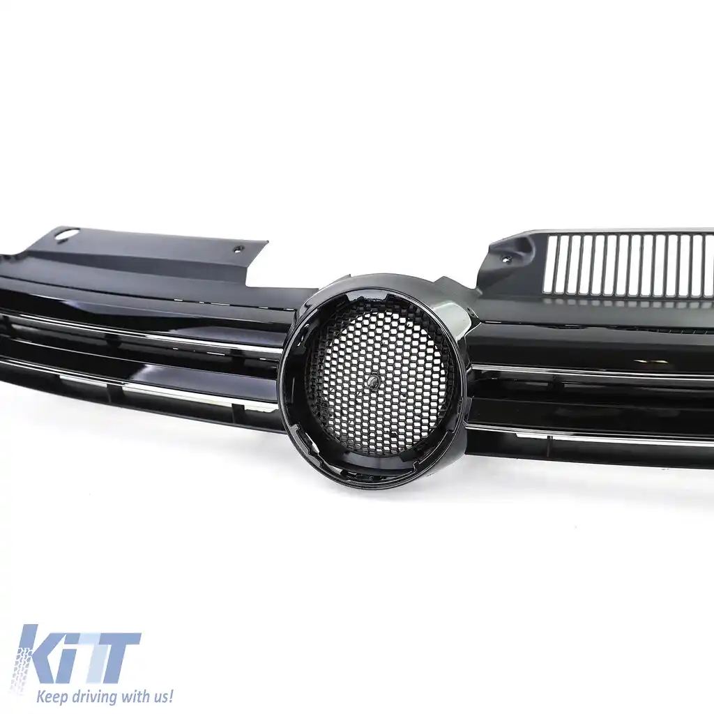 Grilă Sport Radiator Neagră Lucioasă cu Benzi Cromate, potrivită pentru VW Golf 6 08-13-image-6199166