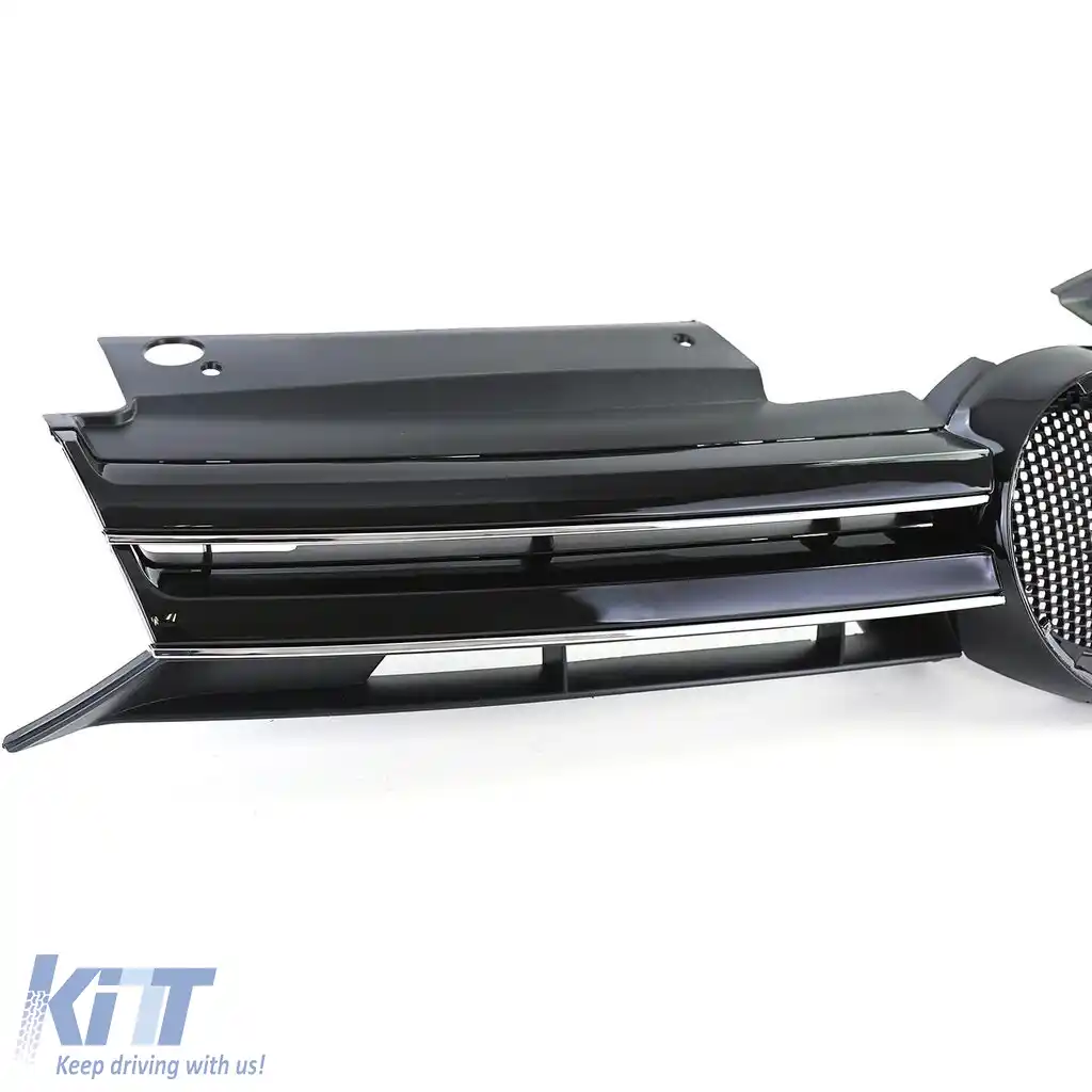 Grilă Sport Radiator Neagră Lucioasă cu Benzi Cromate, potrivită pentru VW Golf 6 08-13-image-6199167
