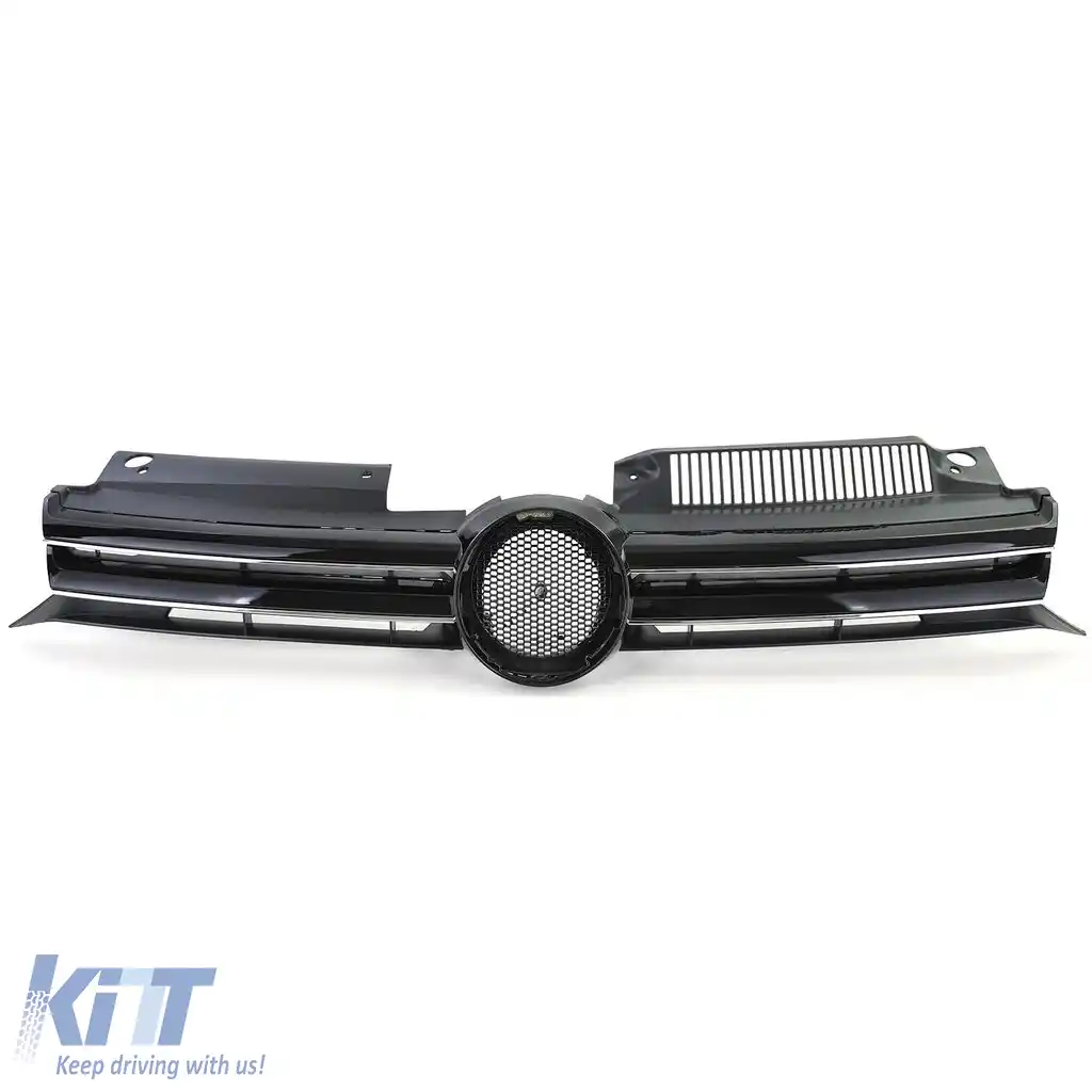 Grilă Sport Radiator Neagră Lucioasă cu Benzi Cromate, potrivită pentru VW Golf 6 08-13-image-6199168