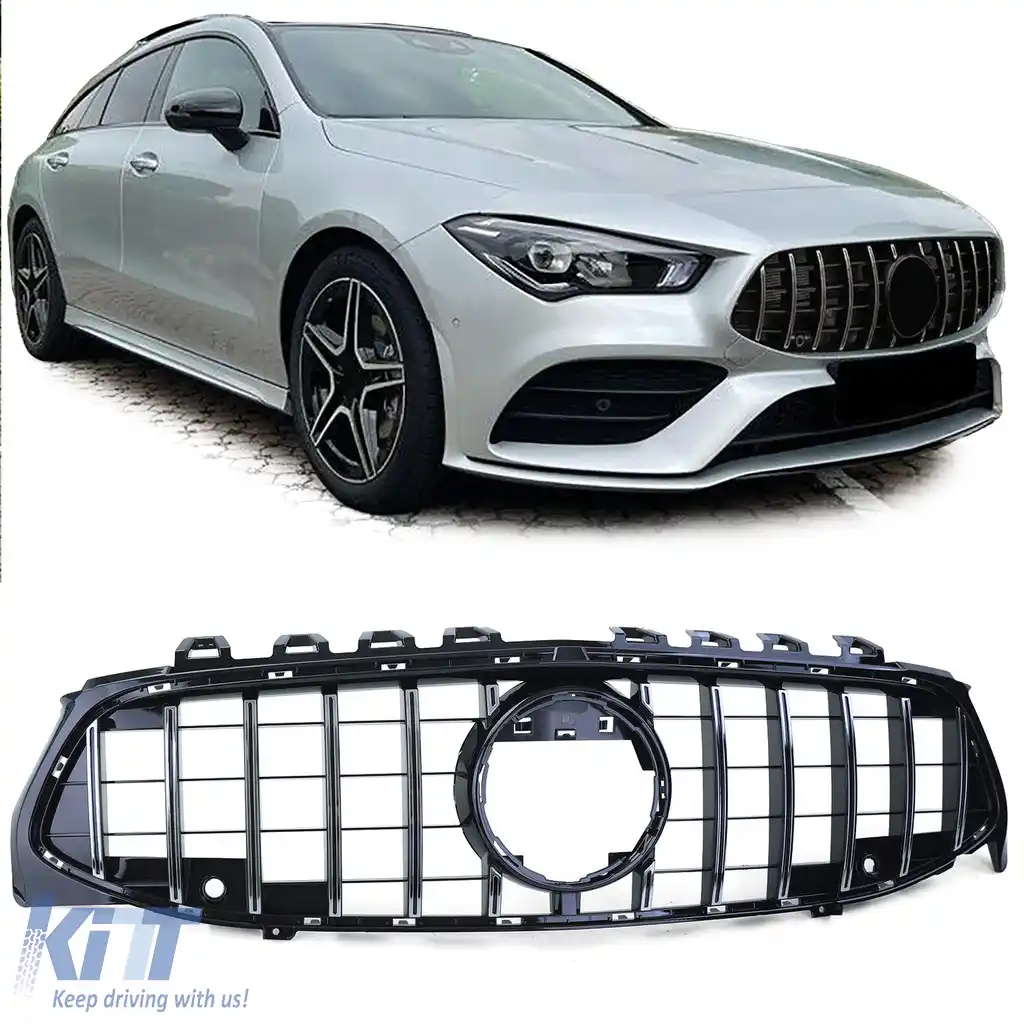 Grilă sport radiator neagră lucioasă cu crom pentru Mercedes CLA X118 din 19