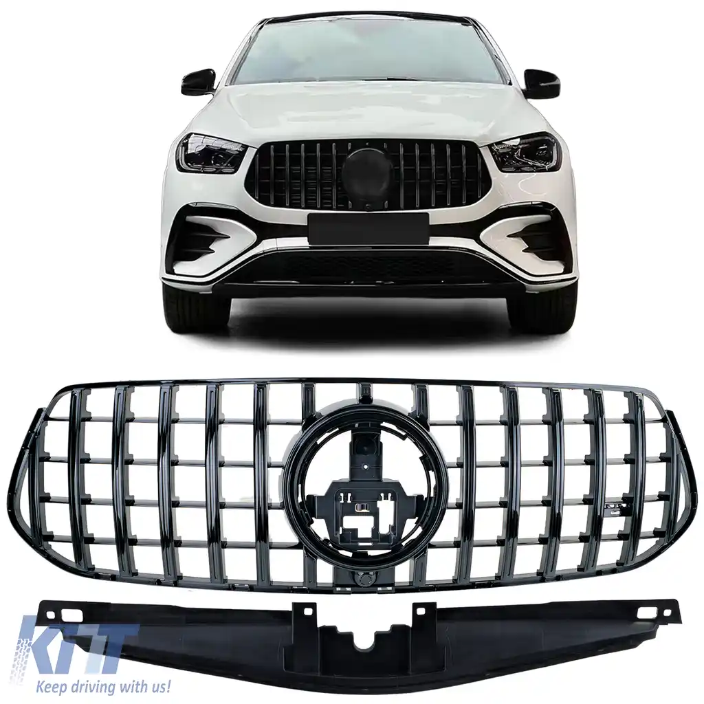 Grilă sport radiator neagră lucioasă, potrivită pentru Mercedes GLE V167 Coupe C167 din 2023 cu design A
