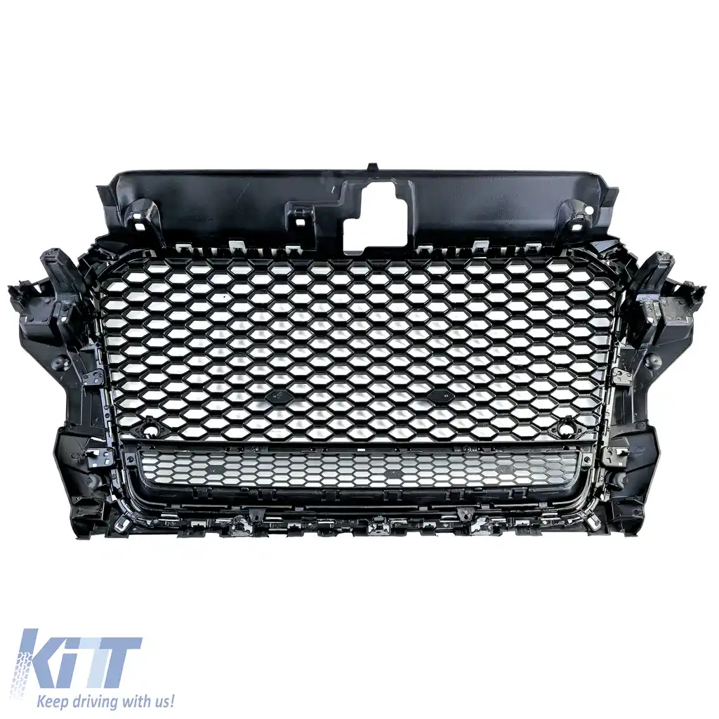Grilă sport tip fagure neagră lucioasă cu argintiu, potrivită pentru Audi A3 tip 8V 12-16-image-6210400