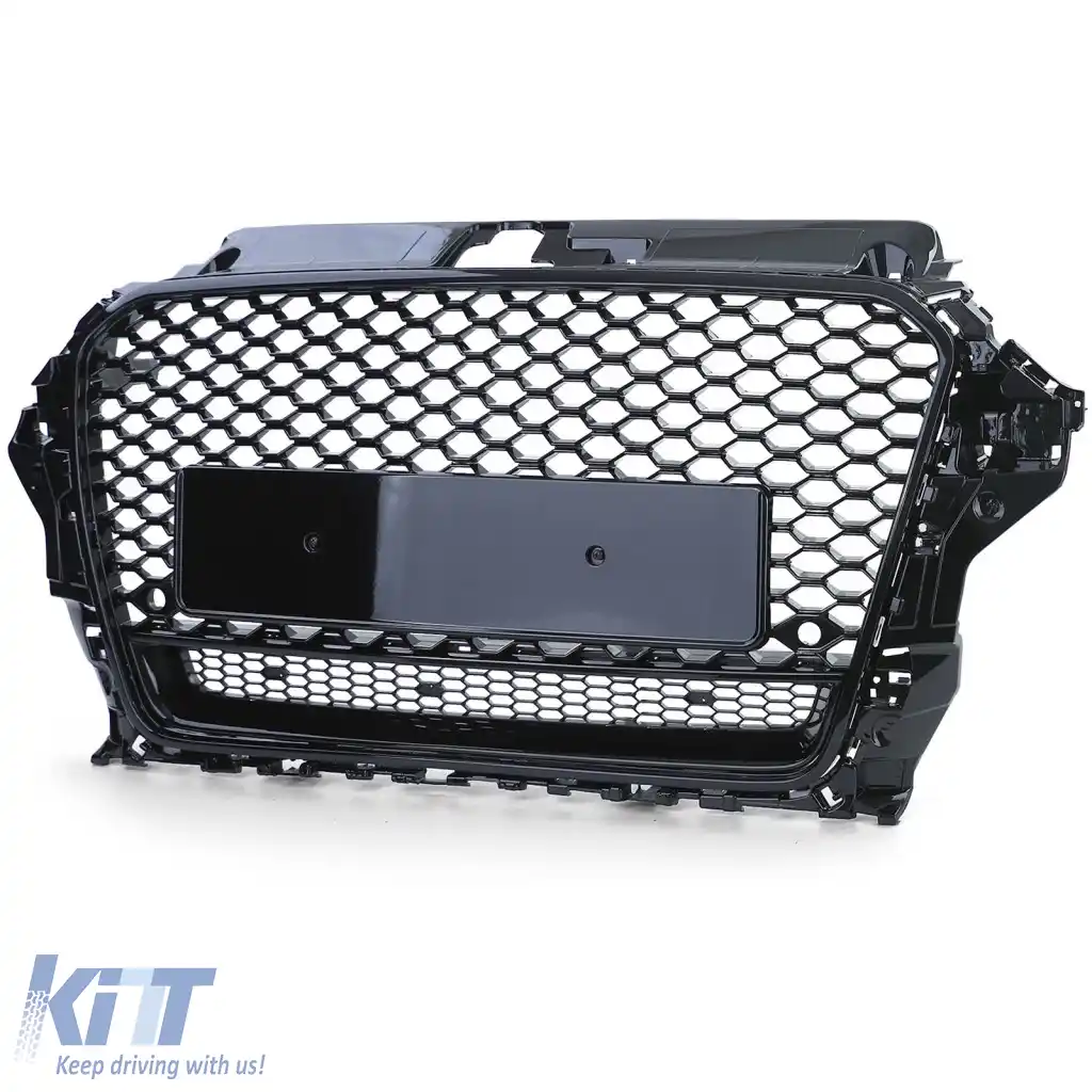 Grilă sport tip fagure neagră lucioasă, potrivită pentru Audi A3 8V 12-16-image-6261314