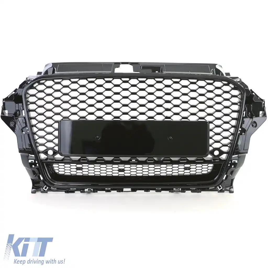 Grilă sport tip fagure neagră lucioasă, potrivită pentru Audi A3 8V 12-16-image-6261316
