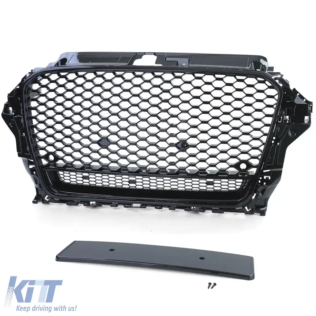 Grilă sport tip fagure neagră lucioasă, potrivită pentru Audi A3 8V 12-16-image-6261318