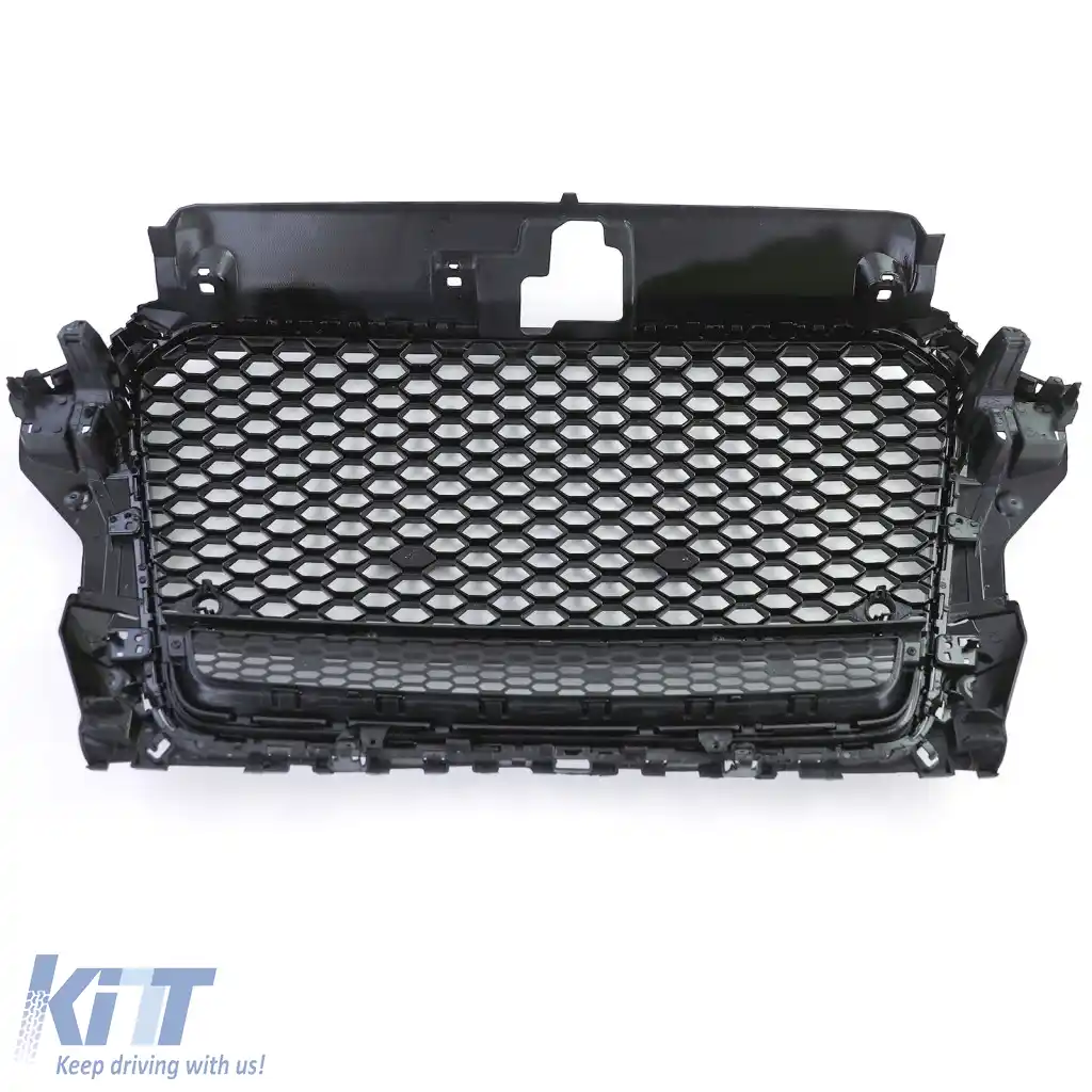 Grilă sport tip fagure neagră lucioasă, potrivită pentru Audi A3 8V 12-16-image-6261320