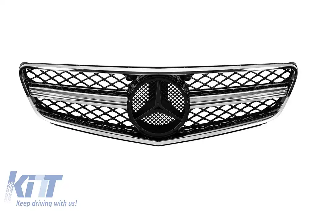 Grilă tip AMG crom/neagră potrivită pentru Mercedes C-Class W204 sedan, break, coupe 2007-2014