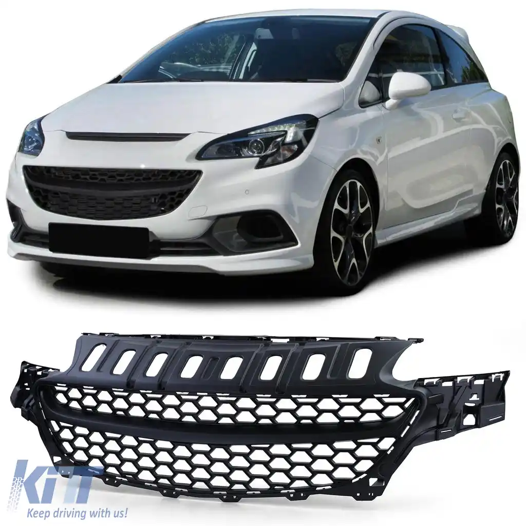 Grilă tip fagure fără emblemă neagră, potrivită pentru Opel Corsa E 2014-2019
