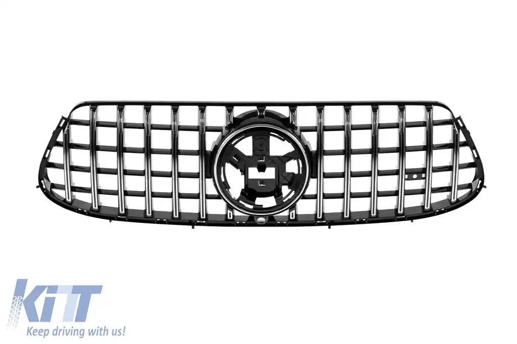 Grilă tip GT crom/neagră, potrivită pentru bara frontală GLE63 pe Mercedes GLE W167, GLE Coupe C167 după 2019