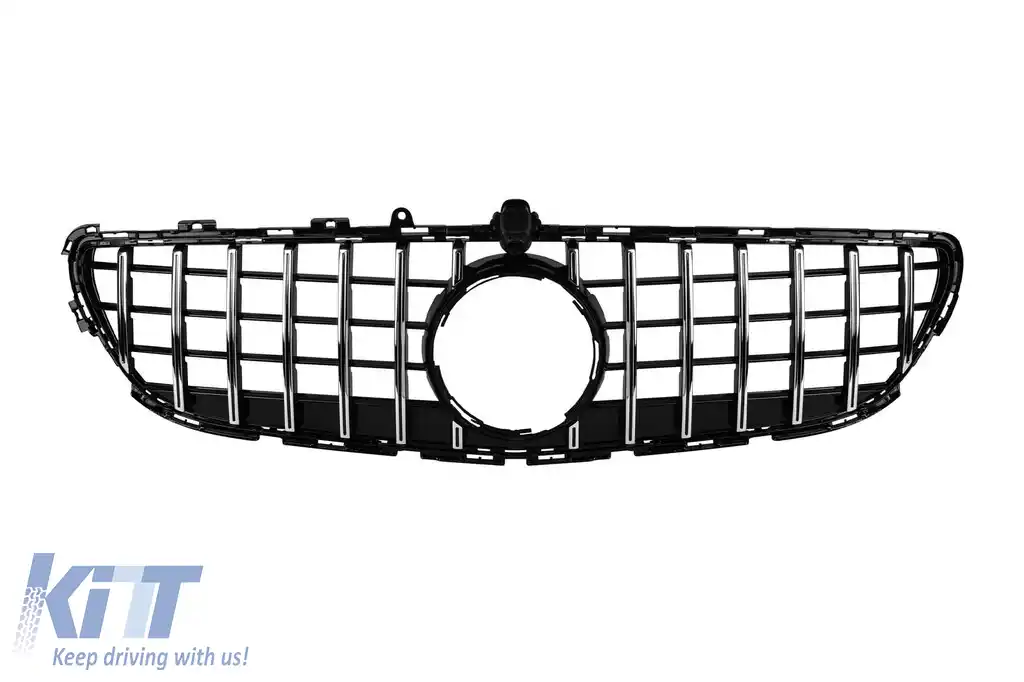 image-2-Grilă tip GT crom/neagră potrivită pentru Mercedes CLS C218 2015-2018 cu deschidere pentru cameră