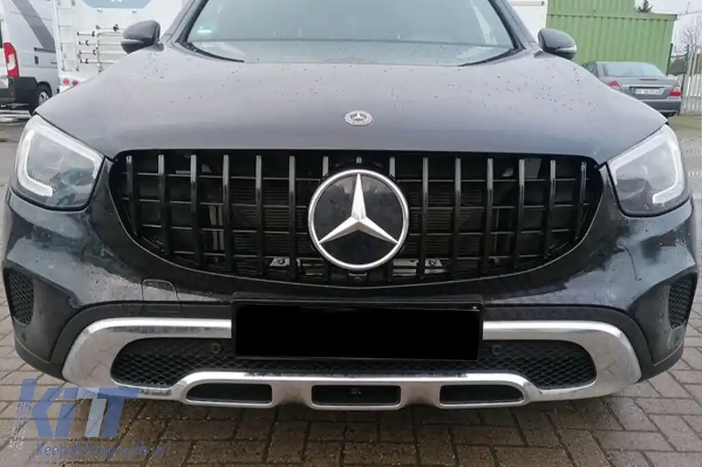 Grilă tip GT crom/neagră, potrivită pentru pachetul Offroad pentru Mercedes GLC SUV X253, GLC Coupe C253 după 2019-image-6145869