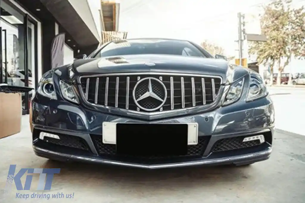 Grilă tip GT crom/neagră, potrivită pentru Mercedes E-Class C207 coupe, A207 cabrio 2009-2013-image-6146005