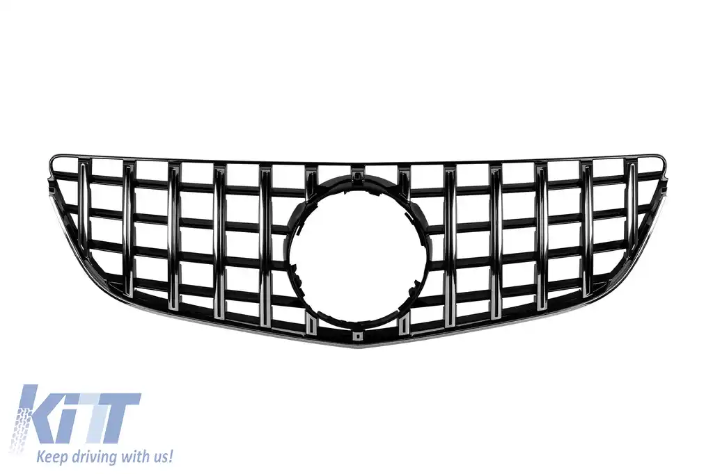 Grilă tip GT crom/neagră potrivită pentru Mercedes E-Class C207 coupe, A207 cabrio 2014-2017