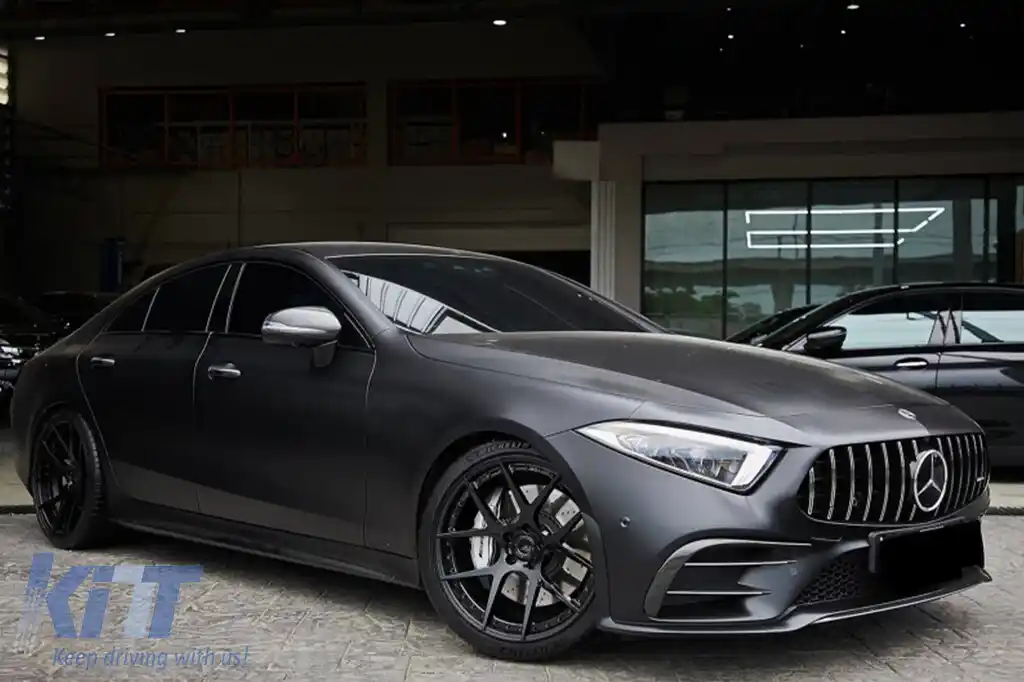 Grilă tip GT crom/neagră, potrivită pentru Mercedes CLS C257 după 2019, cu deschidere pentru cameră-image-6146050