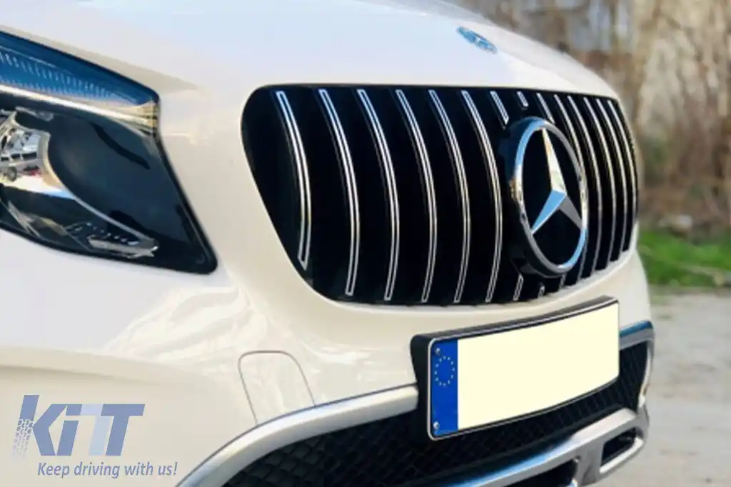 Grilă tip GT crom/neagră potrivită pentru Mercedes GLA X156 2017-2019-image-6146062