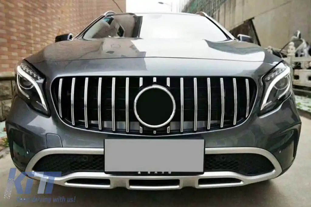 Grilă tip GT crom/neagră potrivită pentru Mercedes GLA X156 2017-2019-image-6146064